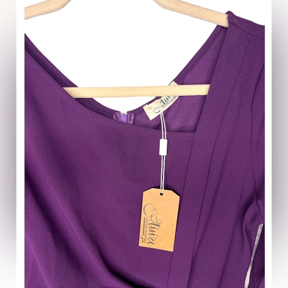 AISIZE Women's Retro Classy V-Neck Stretch Business Wrap Bodycon Dress - Picture 2 of 3